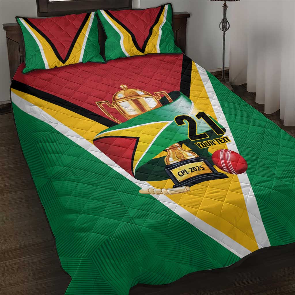 Custom Guyana Champions Reloaded 2025 Quilt Bed Set Caribbean Cricket Supporter Amazon Warriors - Wonder Print Shop
