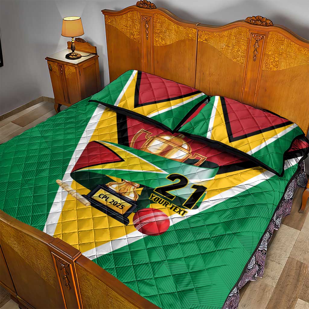 Custom Guyana Champions Reloaded 2025 Quilt Bed Set Caribbean Cricket Supporter Amazon Warriors - Wonder Print Shop