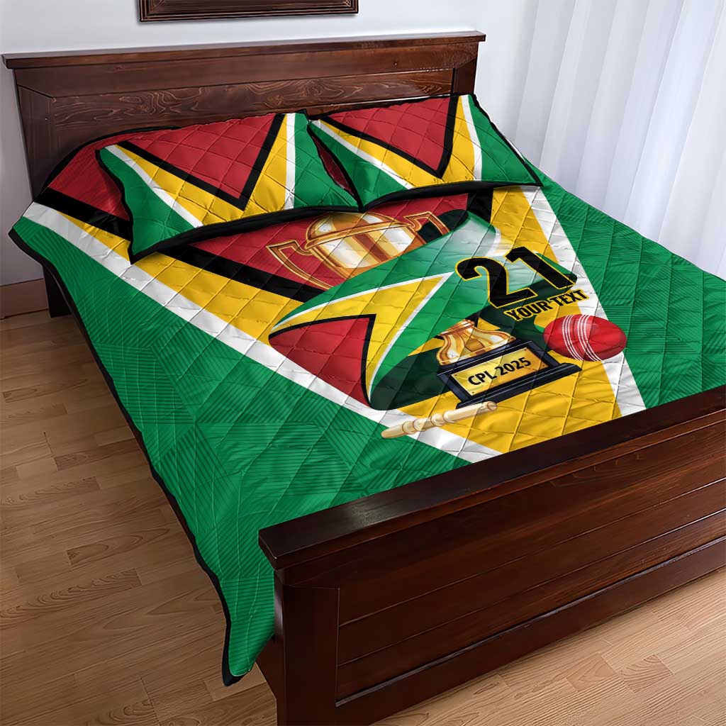 Custom Guyana Champions Reloaded 2025 Quilt Bed Set Caribbean Cricket Supporter Amazon Warriors - Wonder Print Shop