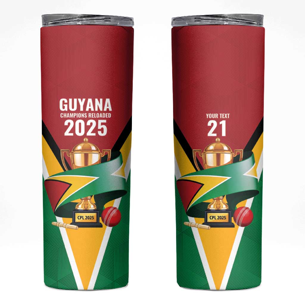Custom Guyana Champions Reloaded 2025 Skinny Tumbler Caribbean Cricket Supporter Amazon Warriors - Wonder Print Shop