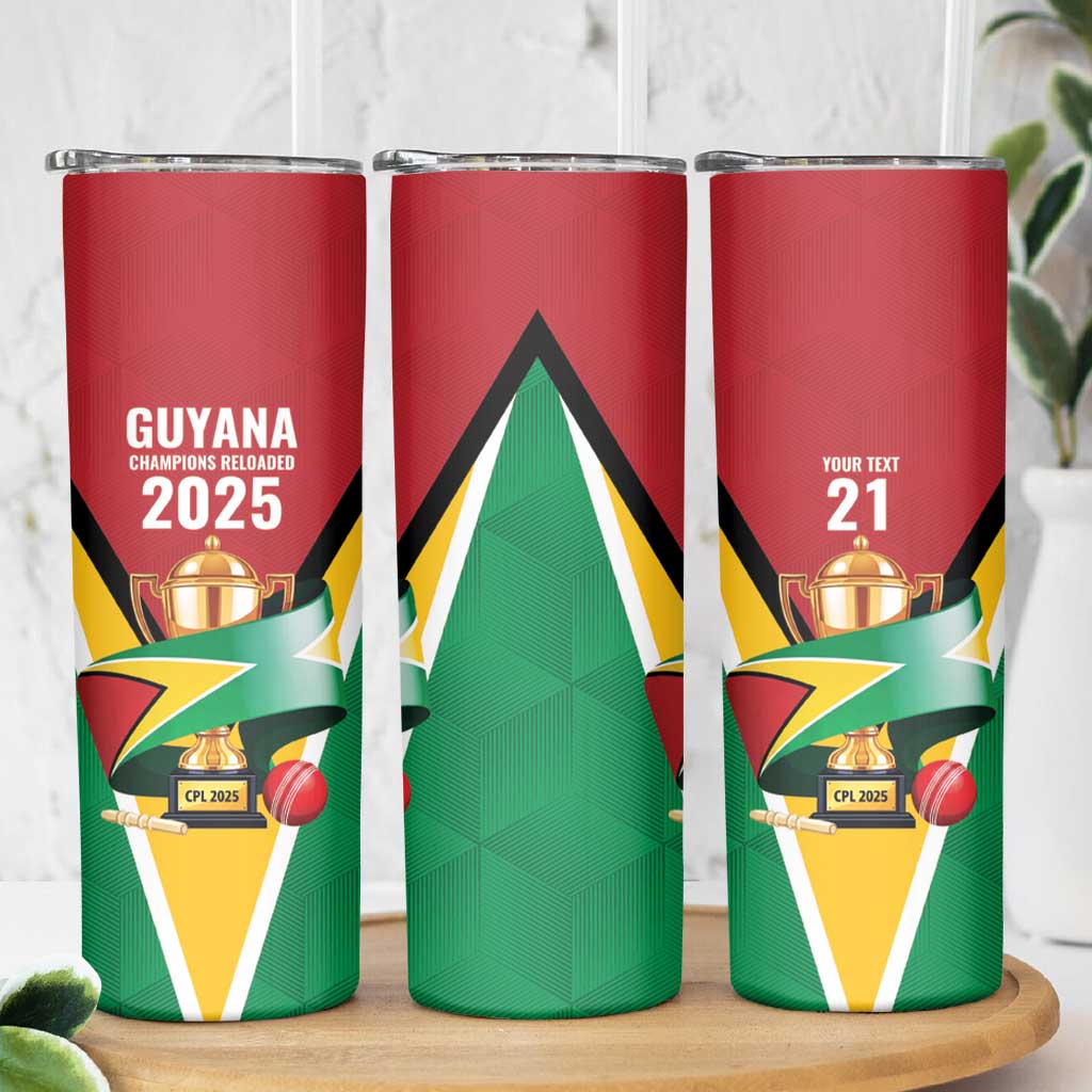 Custom Guyana Champions Reloaded 2025 Skinny Tumbler Caribbean Cricket Supporter Amazon Warriors - Wonder Print Shop