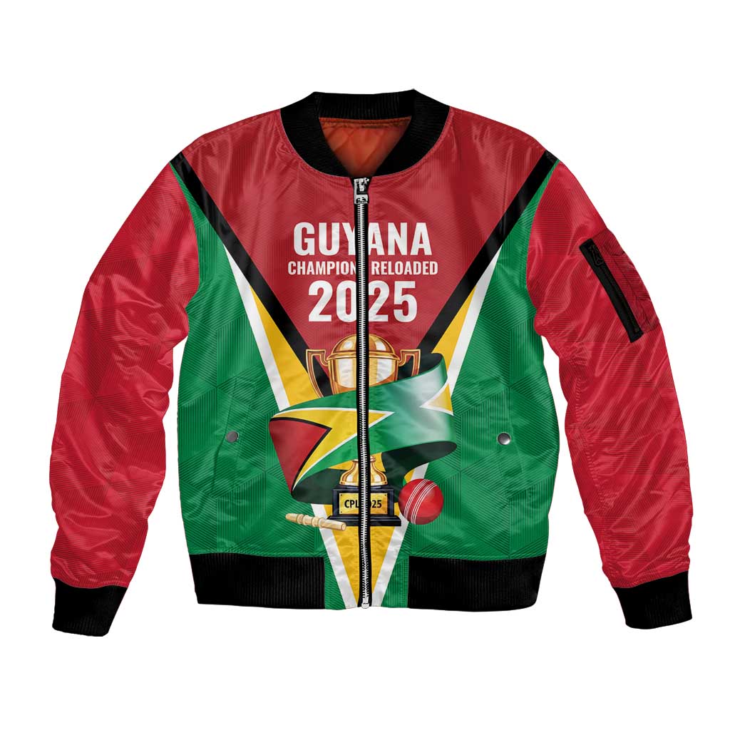 Custom Guyana Champions Reloaded 2025 Sleeve Zip Bomber Jacket Caribbean Cricket Supporter Amazon Warriors - Wonder Print Shop