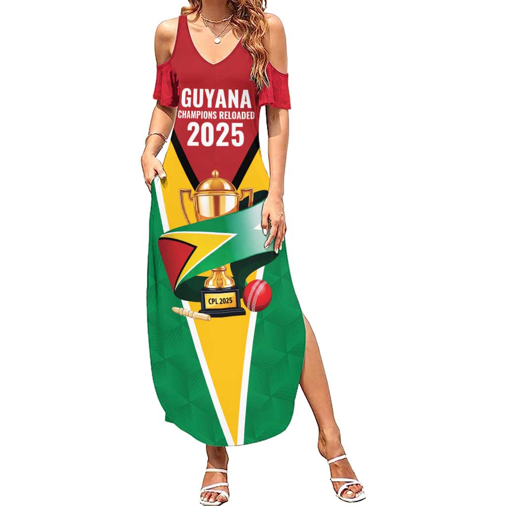 Custom Guyana Champions Reloaded 2025 Summer Maxi Dress Caribbean Cricket Supporter Amazon Warriors - Wonder Print Shop