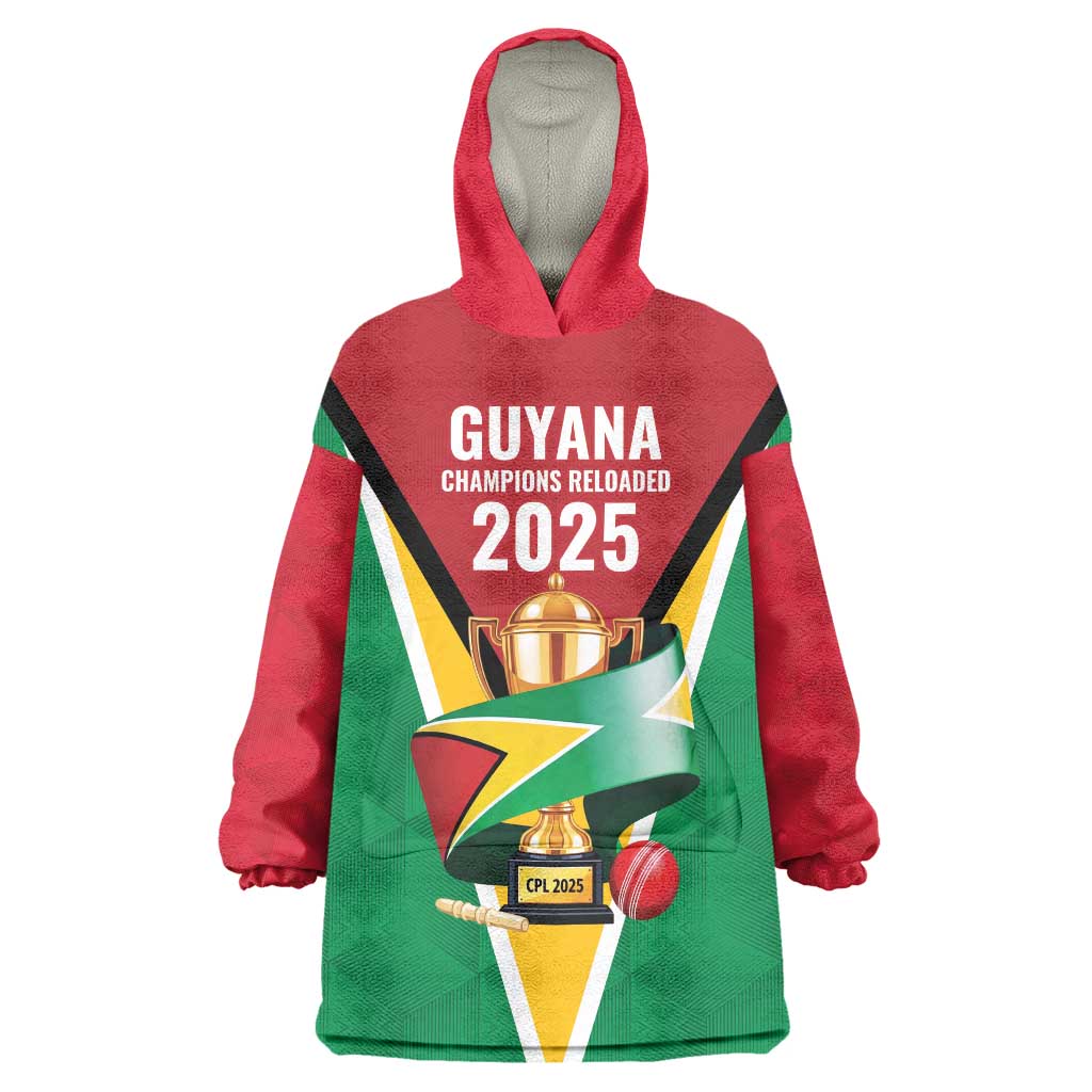 Custom Guyana Champions Reloaded 2025 Wearable Blanket Hoodie Caribbean Cricket Supporter Amazon Warriors - Wonder Print Shop