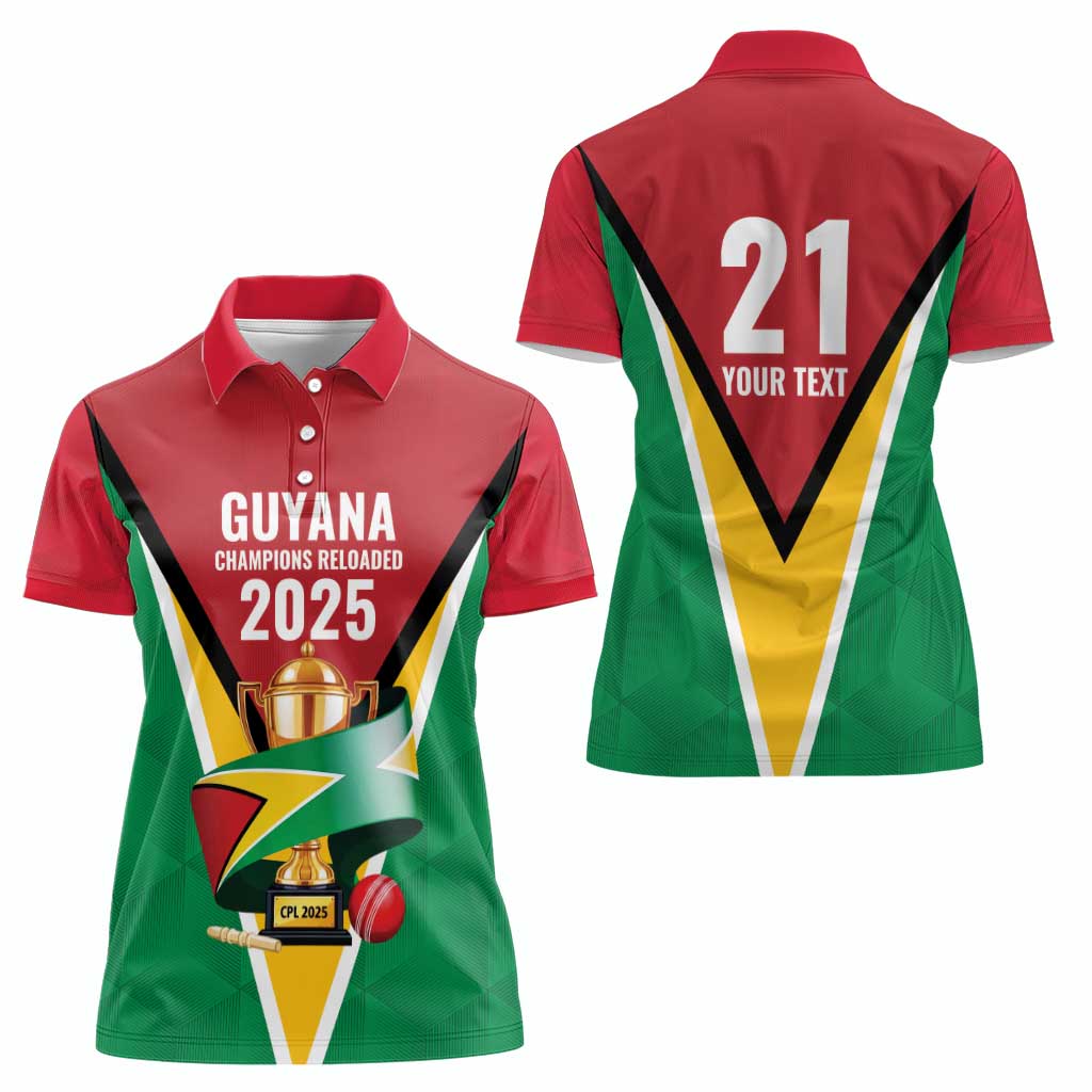Custom Guyana Champions Reloaded 2025 Women Polo Shirt Caribbean Cricket Supporter Amazon Warriors - Wonder Print Shop