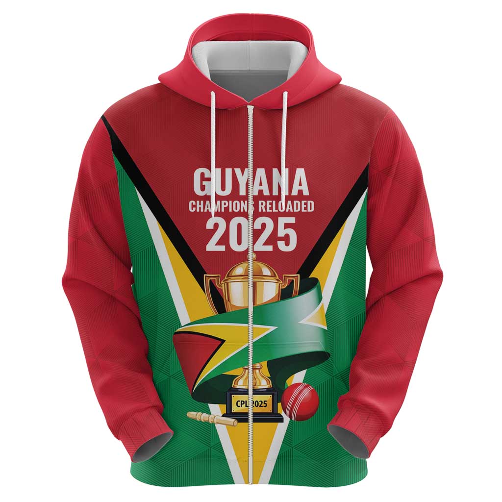 Custom Guyana Champions Reloaded 2025 Zip Hoodie Caribbean Cricket Supporter Amazon Warriors - Wonder Print Shop