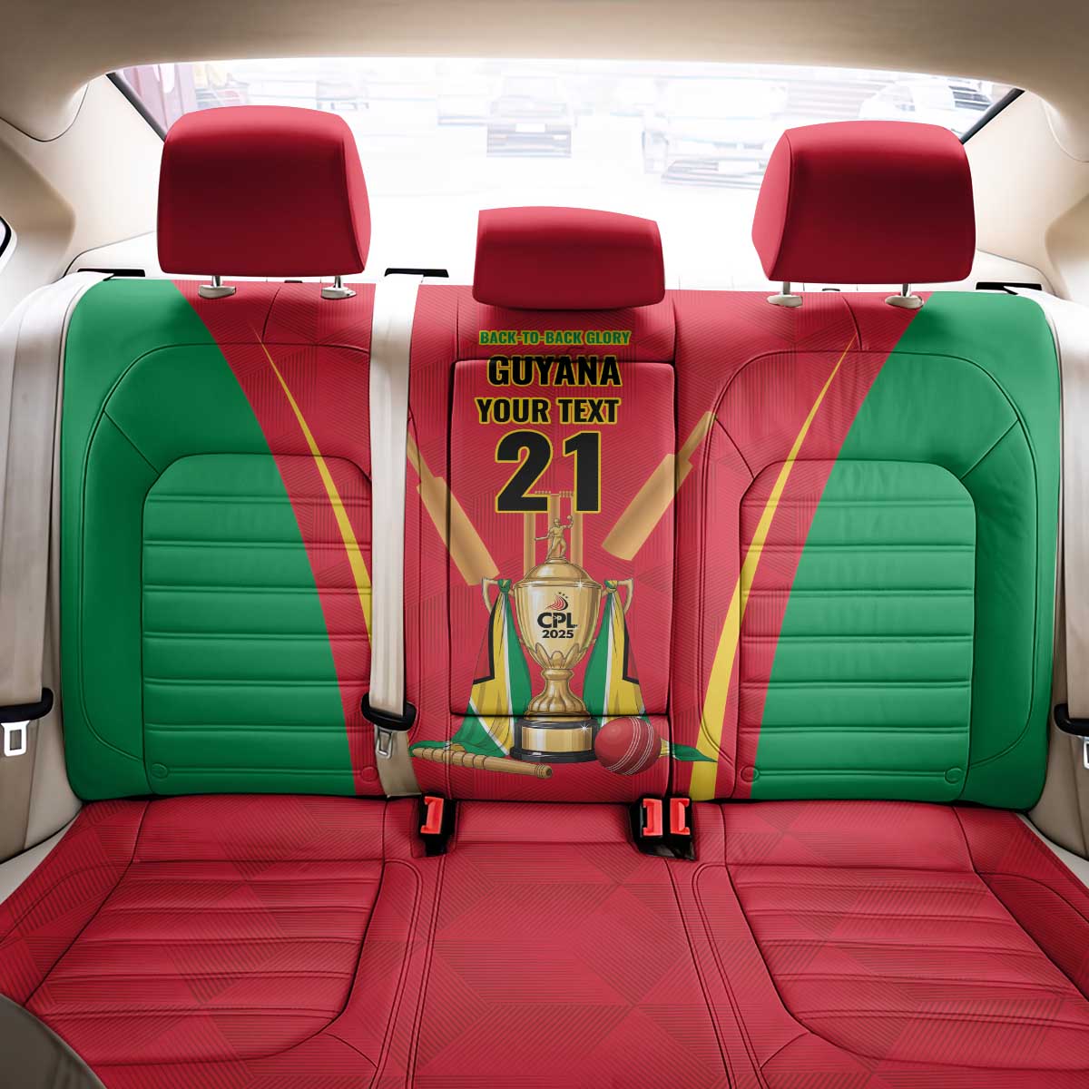 Custom Guyana Victory Run 2025 Back Car Seat Cover Caribbean Cricket Supporter Amazon Warriors - Wonder Print Shop