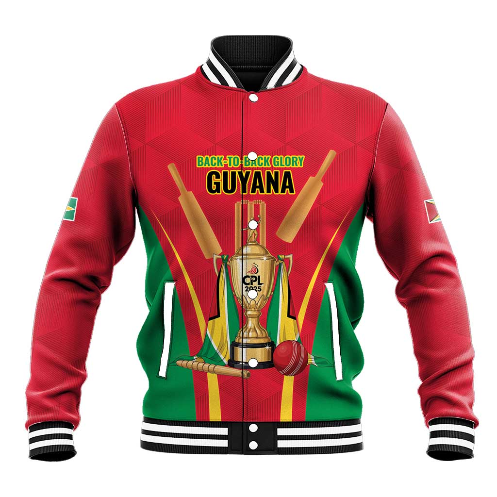 Custom Guyana Victory Run 2025 Baseball Jacket Caribbean Cricket Supporter Amazon Warriors - Wonder Print Shop