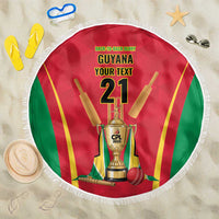 Custom Guyana Victory Run 2025 Beach Blanket Caribbean Cricket Supporter Amazon Warriors - Wonder Print Shop