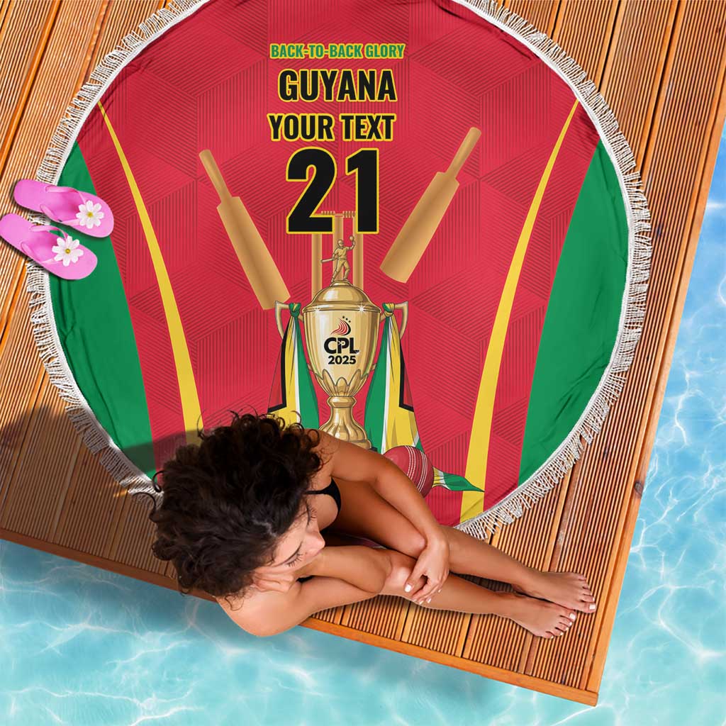 Custom Guyana Victory Run 2025 Beach Blanket Caribbean Cricket Supporter Amazon Warriors - Wonder Print Shop