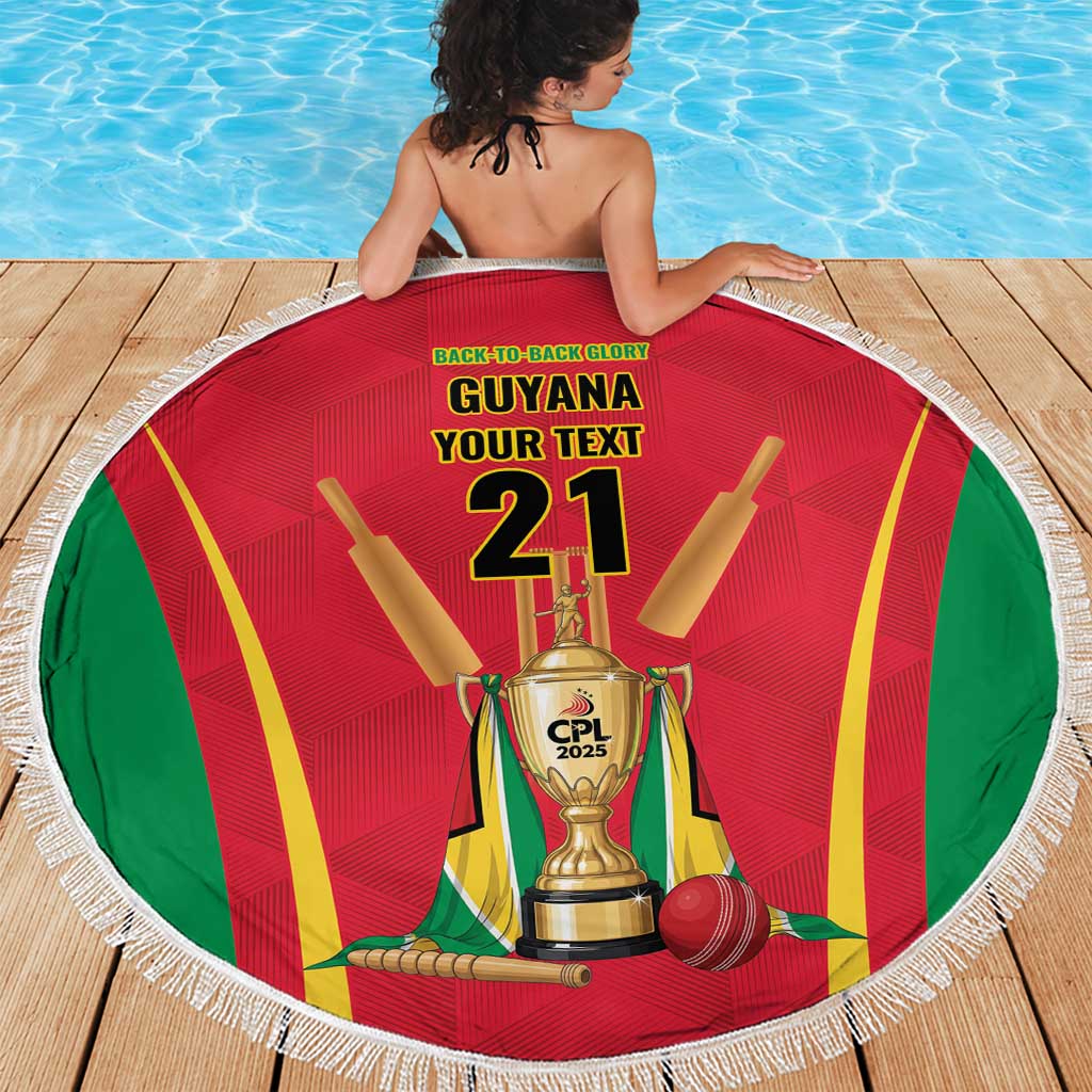 Custom Guyana Victory Run 2025 Beach Blanket Caribbean Cricket Supporter Amazon Warriors - Wonder Print Shop