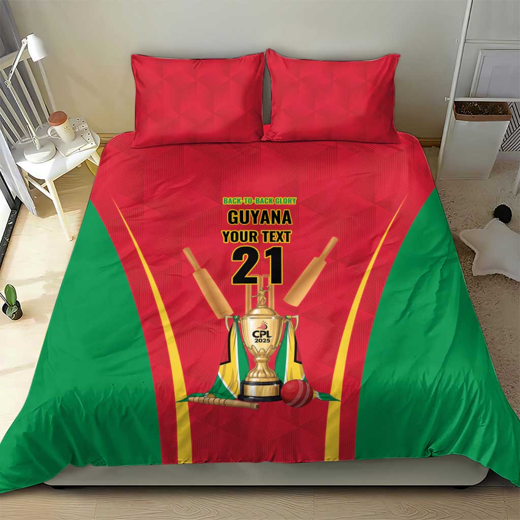 Custom Guyana Victory Run 2025 Bedding Set Caribbean Cricket Supporter Amazon Warriors - Wonder Print Shop