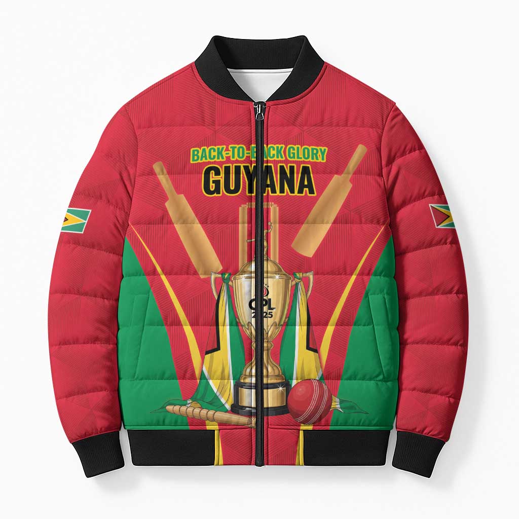 Custom Guyana Victory Run 2025 Bomber Puffer Jacket Caribbean Cricket Supporter Amazon Warriors - Wonder Print Shop