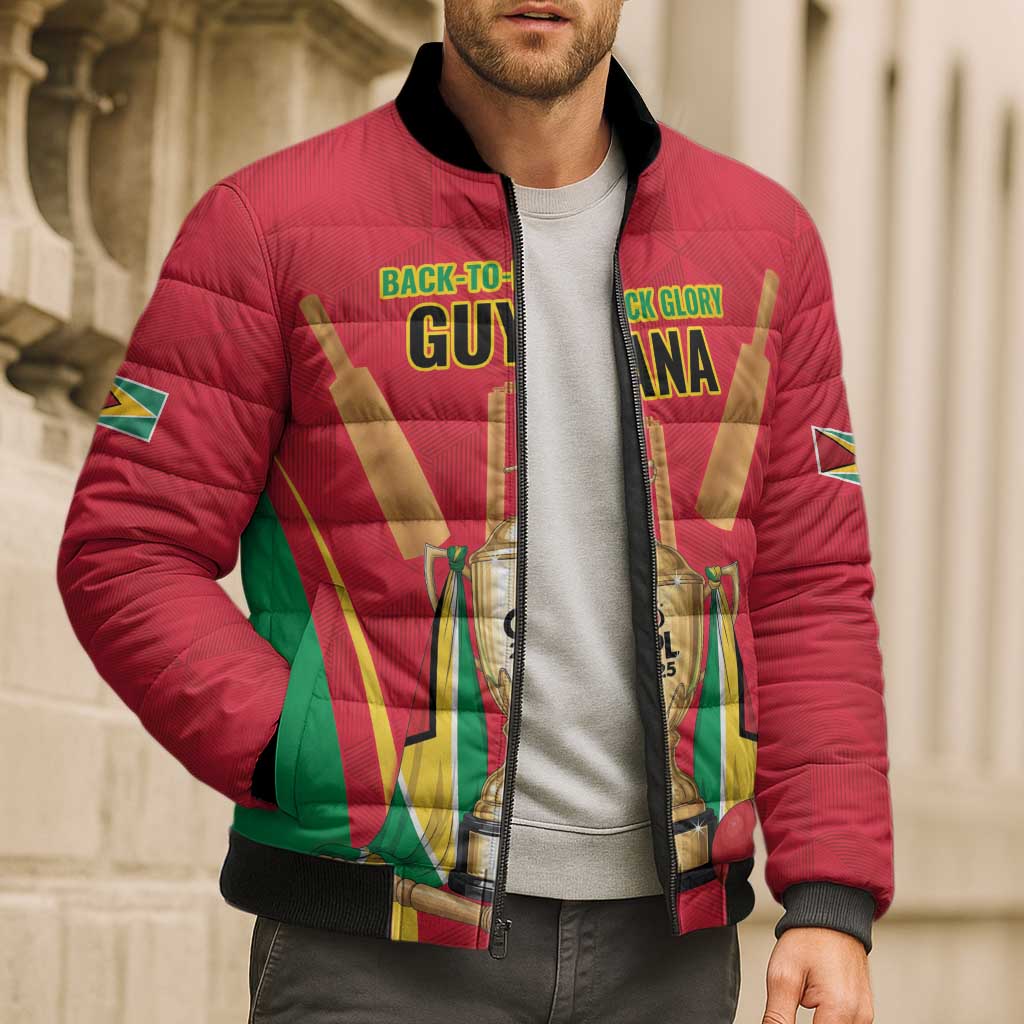 Custom Guyana Victory Run 2025 Bomber Puffer Jacket Caribbean Cricket Supporter Amazon Warriors - Wonder Print Shop