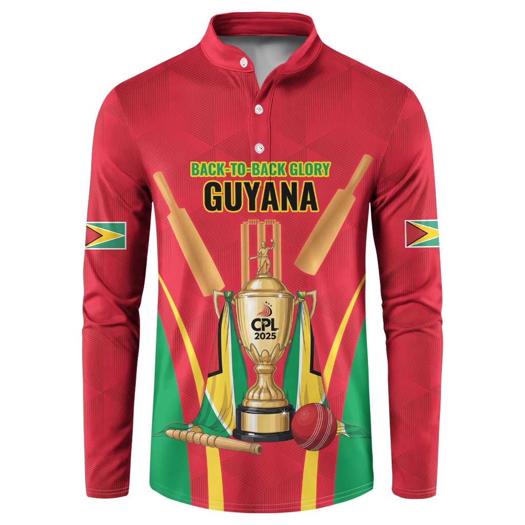 Custom Guyana Victory Run 2025 Button Sweatshirt Caribbean Cricket Supporter Amazon Warriors - Wonder Print Shop