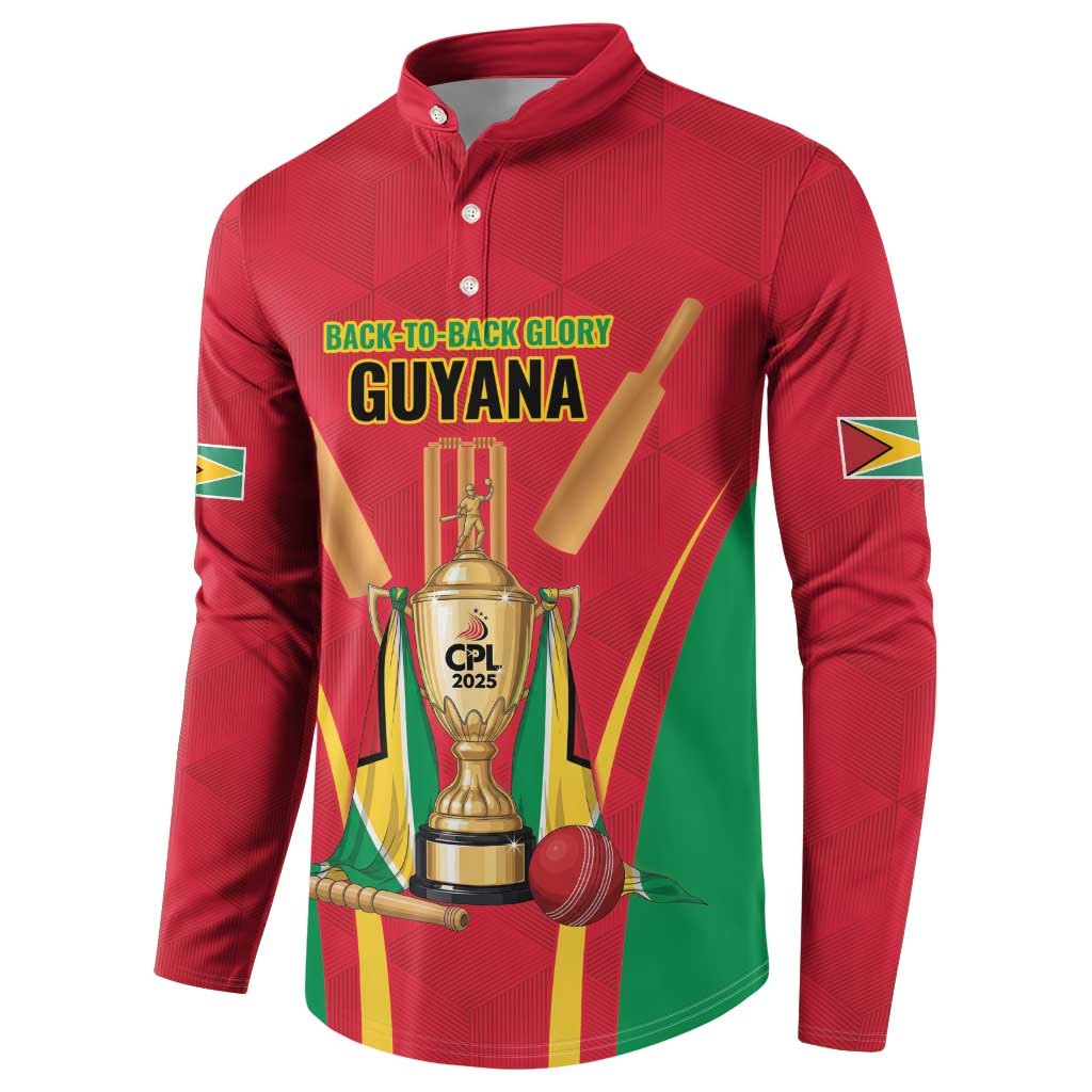 Custom Guyana Victory Run 2025 Button Sweatshirt Caribbean Cricket Supporter Amazon Warriors - Wonder Print Shop