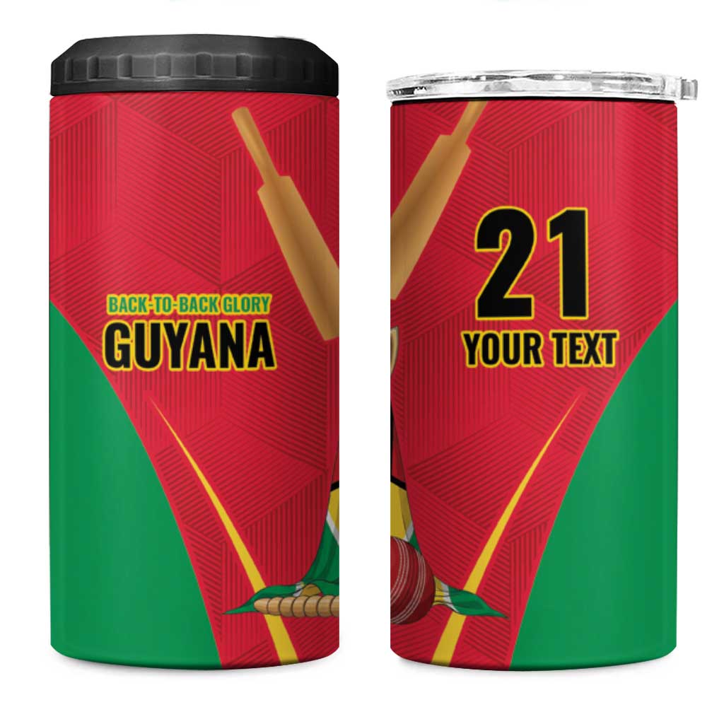 Custom Guyana Victory Run 2025 4 in 1 Can Cooler Tumbler Caribbean Cricket Supporter Amazon Warriors - Wonder Print Shop