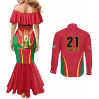 Custom Guyana Victory Run 2025 Couples Matching Mermaid Dress and Long Sleeve Button Shirt Caribbean Cricket Supporter Amazon Warriors - Wonder Print Shop