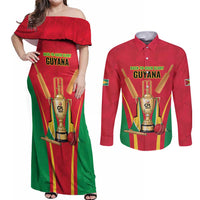 Custom Guyana Victory Run 2025 Couples Matching Off Shoulder Maxi Dress and Long Sleeve Button Shirt Caribbean Cricket Supporter Amazon Warriors - Wonder Print Shop