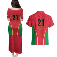 Custom Guyana Victory Run 2025 Couples Matching Puletasi and Hawaiian Shirt Caribbean Cricket Supporter Amazon Warriors - Wonder Print Shop