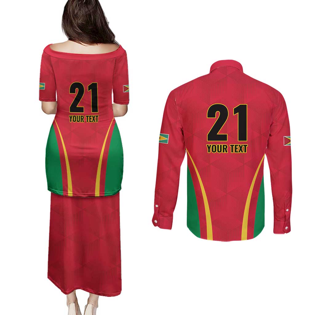 Custom Guyana Victory Run 2025 Couples Matching Puletasi and Long Sleeve Button Shirt Caribbean Cricket Supporter Amazon Warriors - Wonder Print Shop