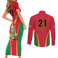 Custom Guyana Victory Run 2025 Couples Matching Short Sleeve Bodycon Dress and Long Sleeve Button Shirt Caribbean Cricket Supporter Amazon Warriors - Wonder Print Shop