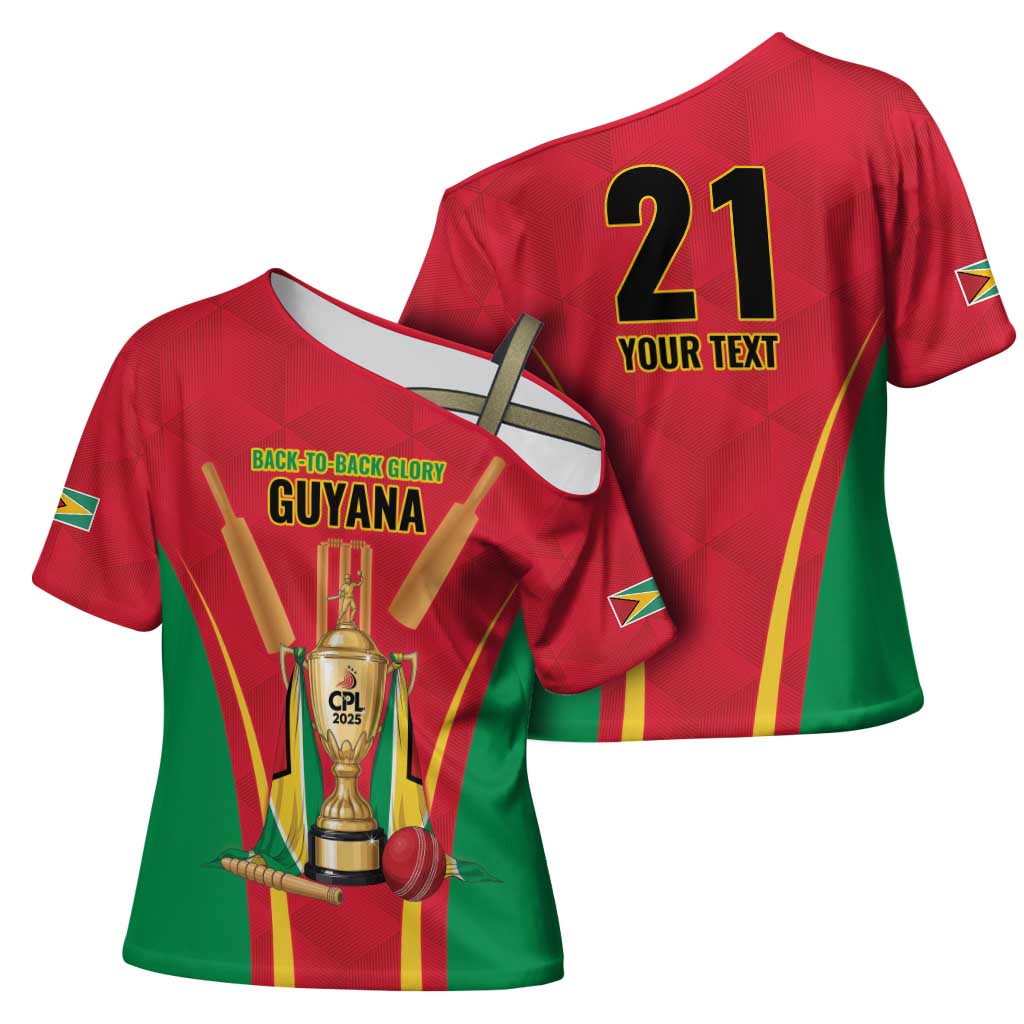 Custom Guyana Victory Run 2025 Cross Shoulder Shirt Caribbean Cricket Supporter Amazon Warriors - Wonder Print Shop