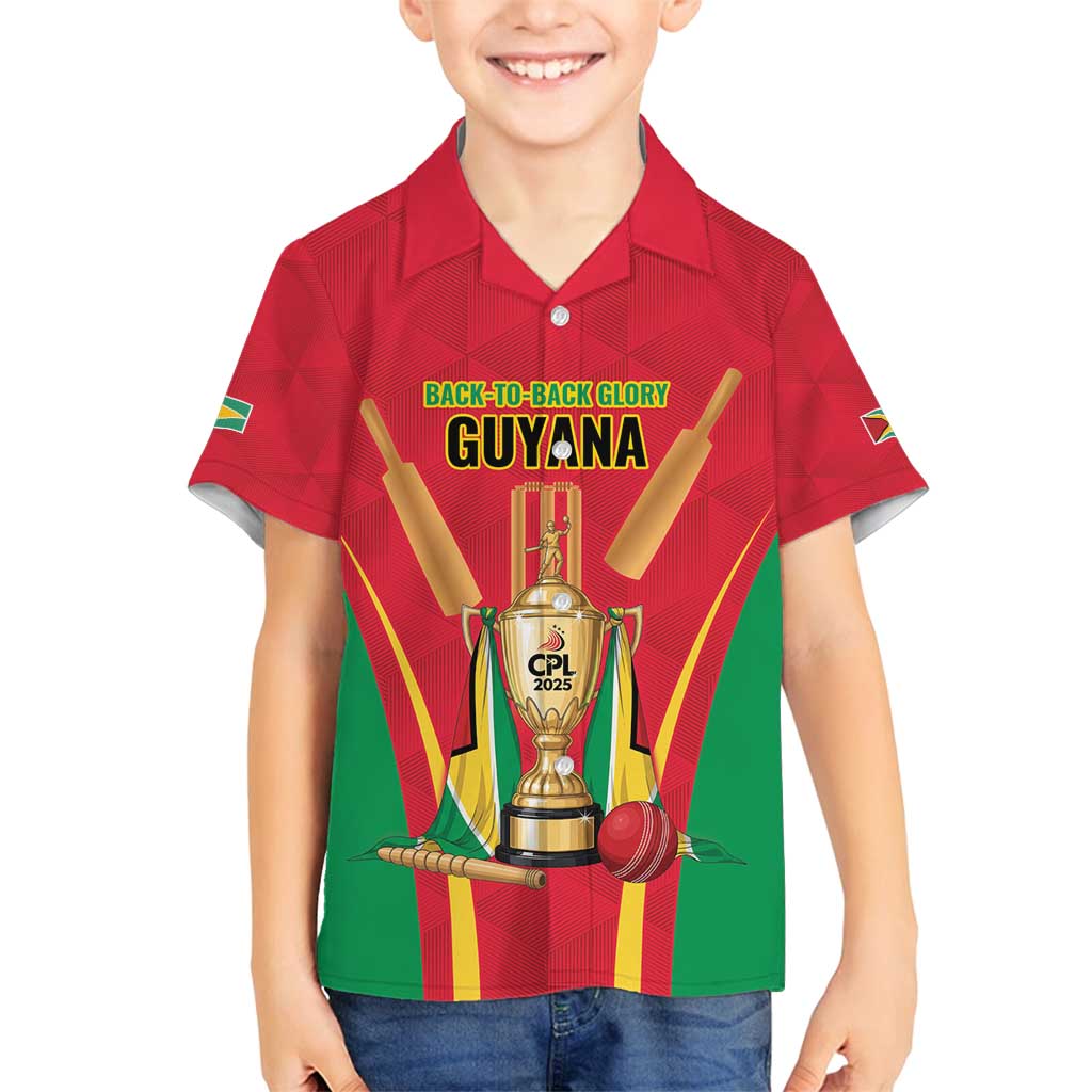 Custom Guyana Victory Run 2025 Family Matching Long Sleeve Bodycon Dress and Hawaiian Shirt Caribbean Cricket Supporter Amazon Warriors - Wonder Print Shop
