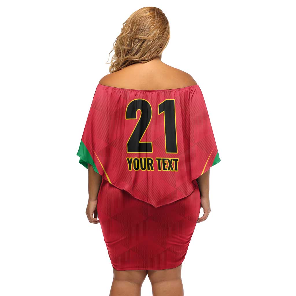 Custom Guyana Victory Run 2025 Family Matching Off Shoulder Short Dress and Hawaiian Shirt Caribbean Cricket Supporter Amazon Warriors - Wonder Print Shop