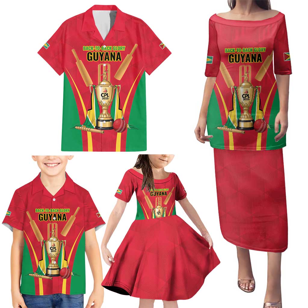 Custom Guyana Victory Run 2025 Family Matching Puletasi and Hawaiian Shirt Caribbean Cricket Supporter Amazon Warriors - Wonder Print Shop