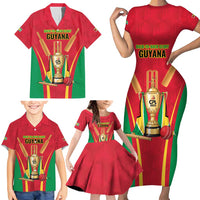 Custom Guyana Victory Run 2025 Family Matching Short Sleeve Bodycon Dress and Hawaiian Shirt Caribbean Cricket Supporter Amazon Warriors - Wonder Print Shop