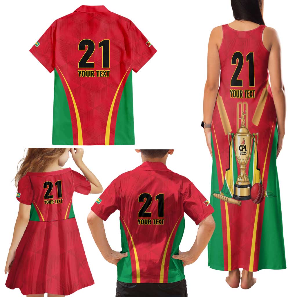 Custom Guyana Victory Run 2025 Family Matching Tank Maxi Dress and Hawaiian Shirt Caribbean Cricket Supporter Amazon Warriors - Wonder Print Shop