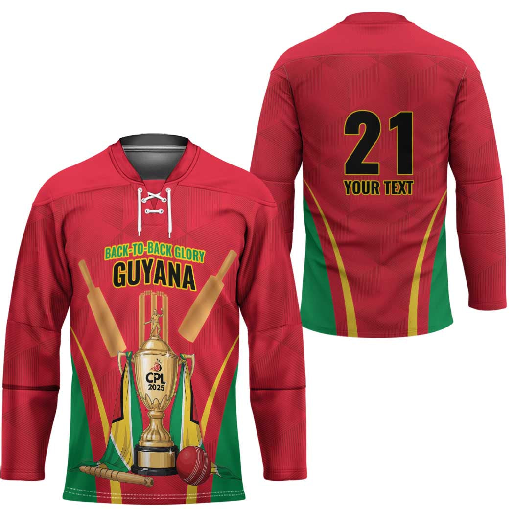 Custom Guyana Victory Run 2025 Hockey Jersey Caribbean Cricket Supporter Amazon Warriors - Wonder Print Shop
