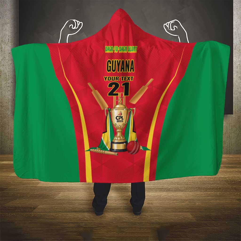 Custom Guyana Victory Run 2025 Hooded Blanket Caribbean Cricket Supporter Amazon Warriors - Wonder Print Shop