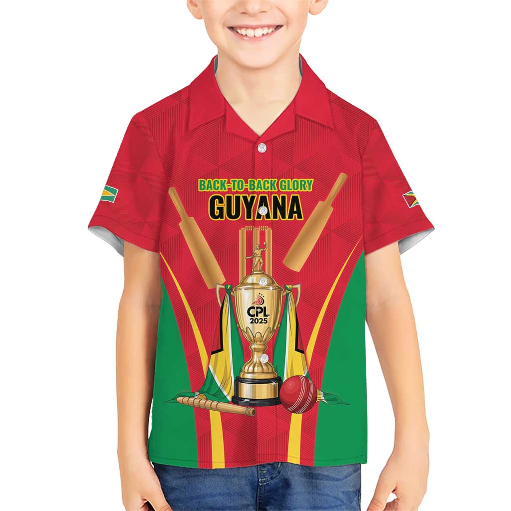 Custom Guyana Victory Run 2025 Kid Hawaiian Shirt Caribbean Cricket Supporter Amazon Warriors - Wonder Print Shop