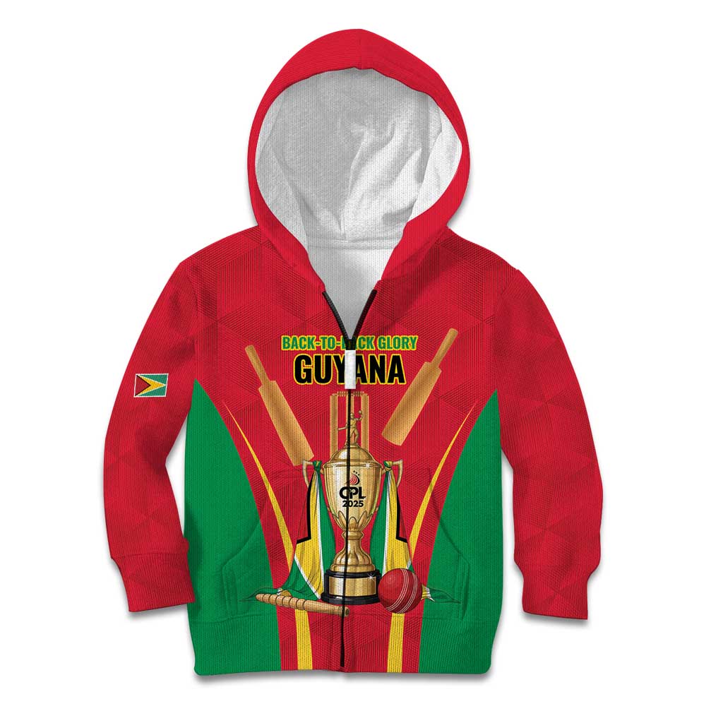 Custom Guyana Victory Run 2025 Kid Hoodie Caribbean Cricket Supporter Amazon Warriors - Wonder Print Shop