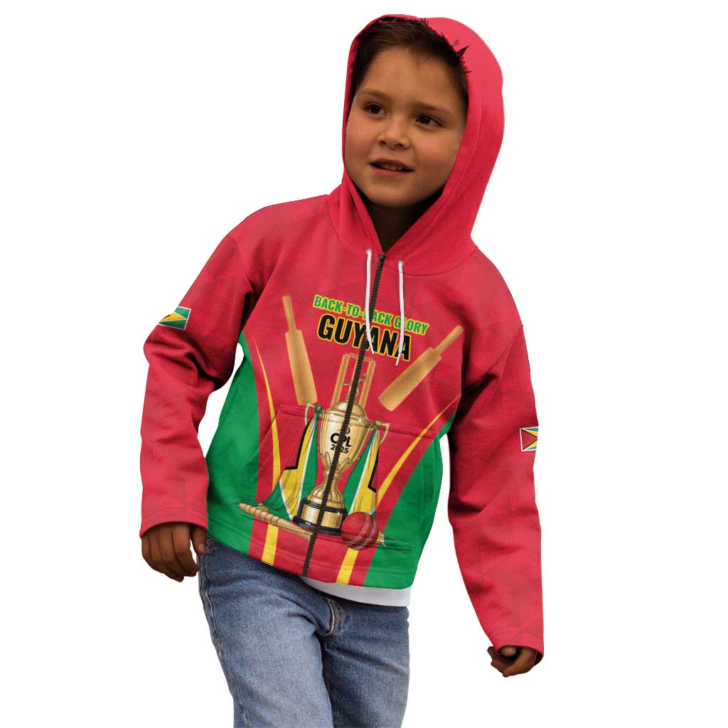 Custom Guyana Victory Run 2025 Kid Hoodie Caribbean Cricket Supporter Amazon Warriors - Wonder Print Shop