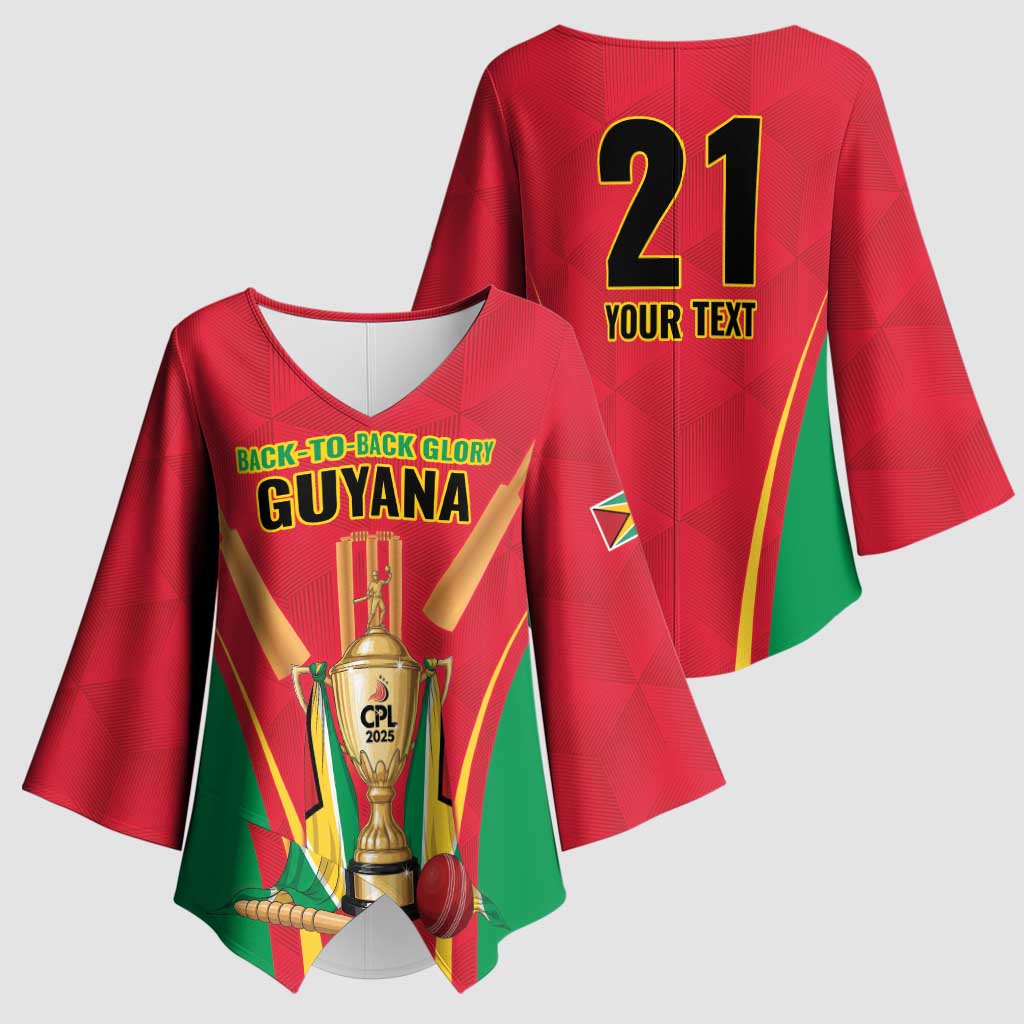 Custom Guyana Victory Run 2025 Kimono Sleeve Blouse Caribbean Cricket Supporter Amazon Warriors - Wonder Print Shop