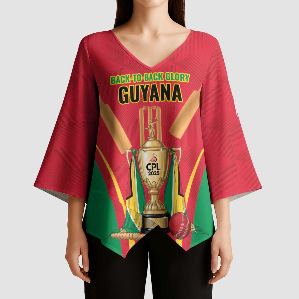 Custom Guyana Victory Run 2025 Kimono Sleeve Blouse Caribbean Cricket Supporter Amazon Warriors - Wonder Print Shop