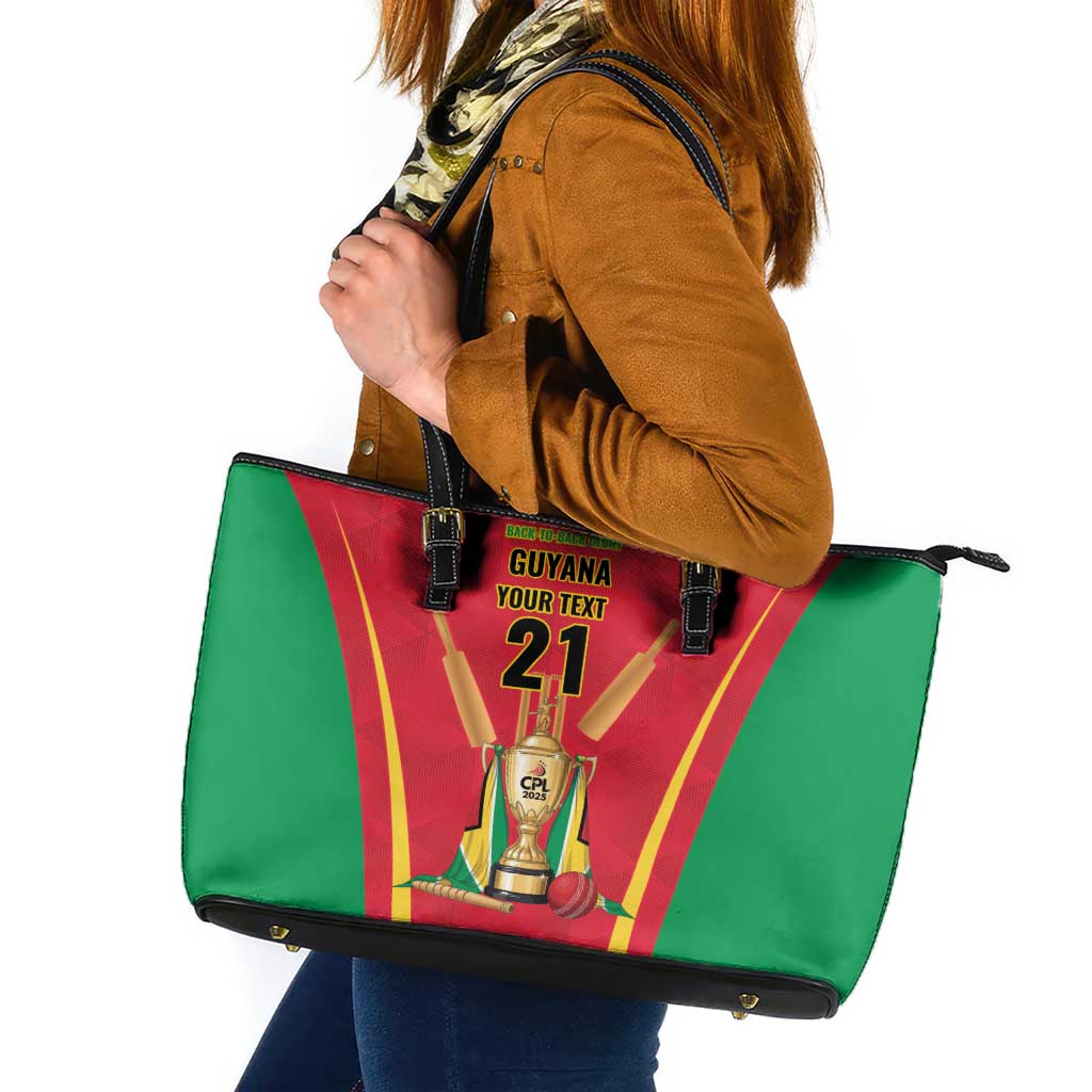 Custom Guyana Victory Run 2025 Leather Tote Bag Caribbean Cricket Supporter Amazon Warriors - Wonder Print Shop