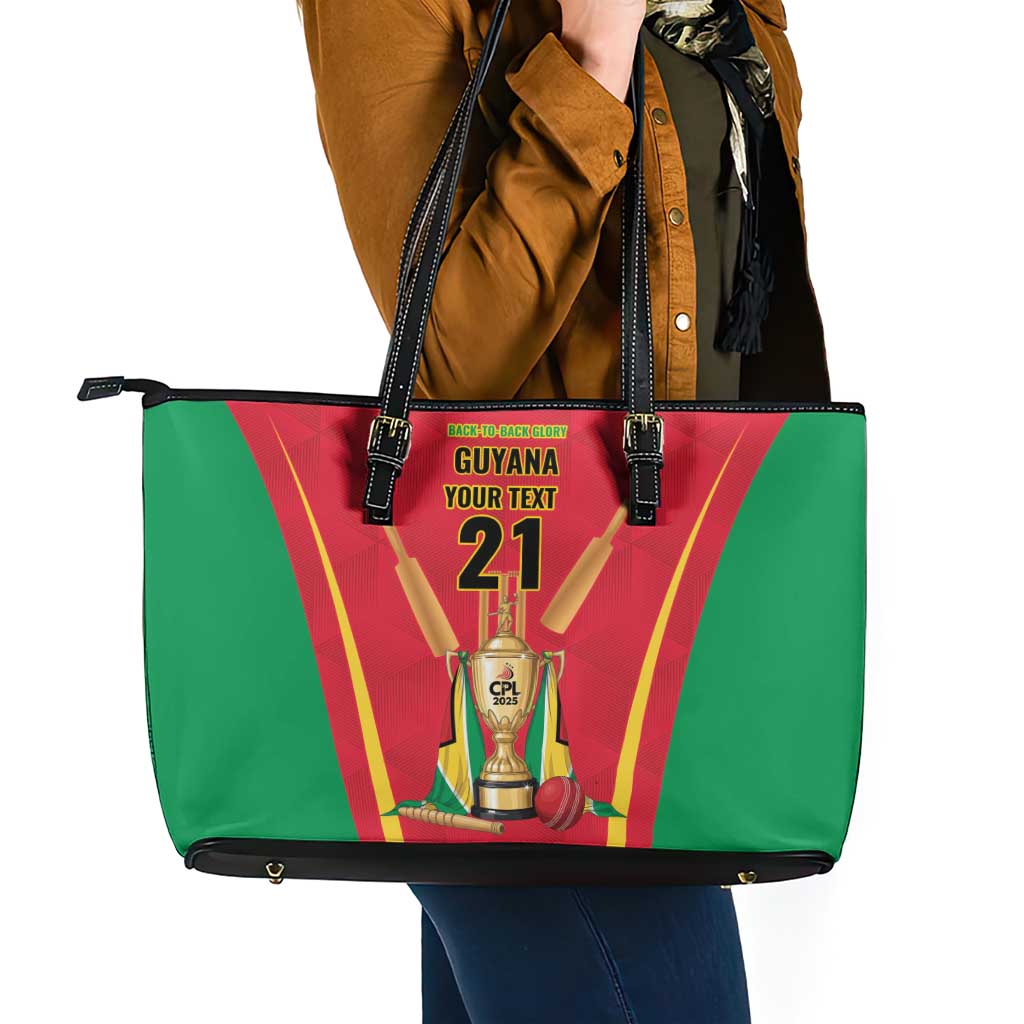 Custom Guyana Victory Run 2025 Leather Tote Bag Caribbean Cricket Supporter Amazon Warriors - Wonder Print Shop