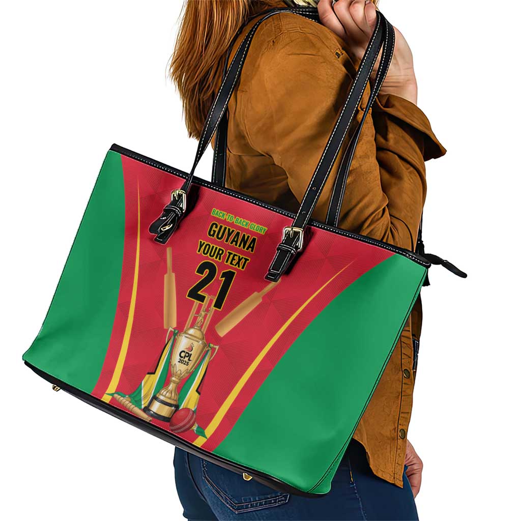 Custom Guyana Victory Run 2025 Leather Tote Bag Caribbean Cricket Supporter Amazon Warriors - Wonder Print Shop
