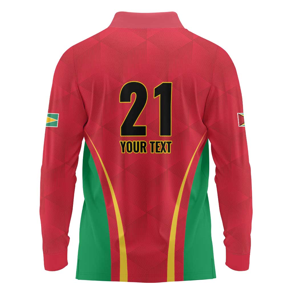 Custom Guyana Victory Run 2025 Long Sleeve Polo Shirt Caribbean Cricket Supporter Amazon Warriors - Wonder Print Shop