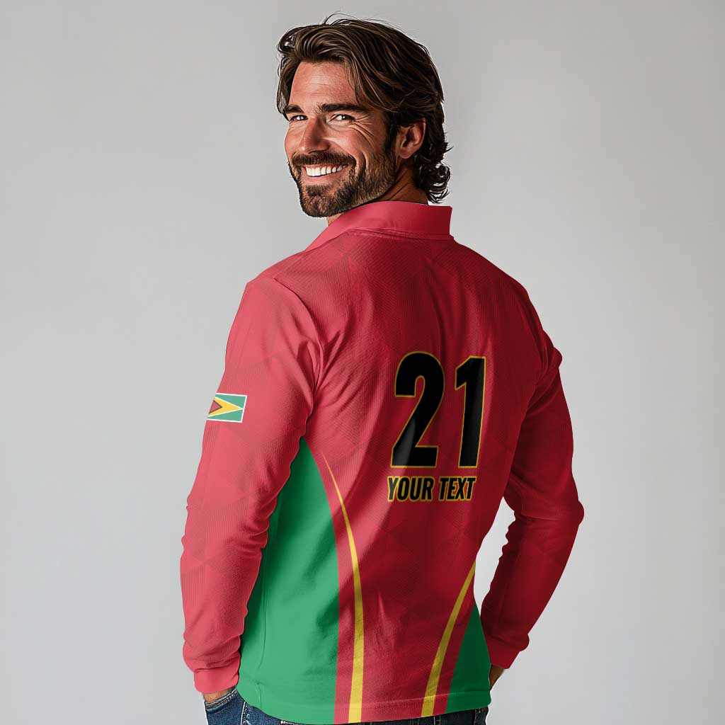 Custom Guyana Victory Run 2025 Long Sleeve Polo Shirt Caribbean Cricket Supporter Amazon Warriors - Wonder Print Shop