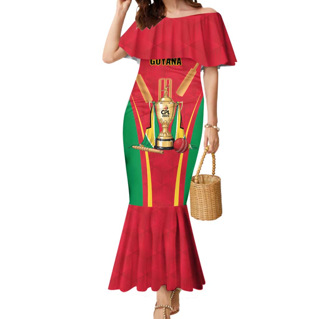 Custom Guyana Victory Run 2025 Mermaid Dress Caribbean Cricket Supporter Amazon Warriors - Wonder Print Shop