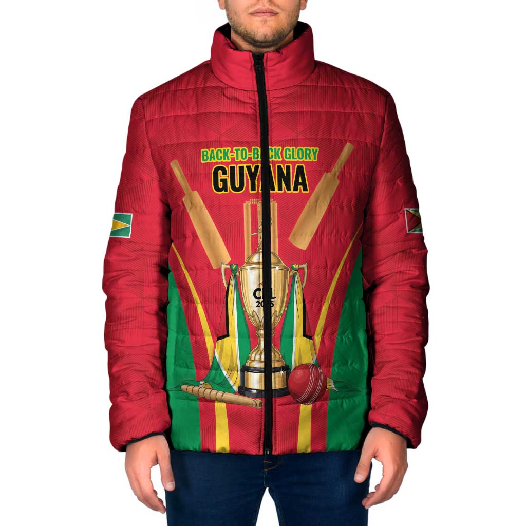 Custom Guyana Victory Run 2025 Padded Jacket Caribbean Cricket Supporter Amazon Warriors - Wonder Print Shop