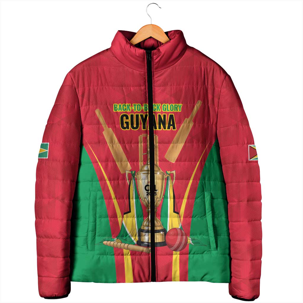 Custom Guyana Victory Run 2025 Padded Jacket Caribbean Cricket Supporter Amazon Warriors - Wonder Print Shop