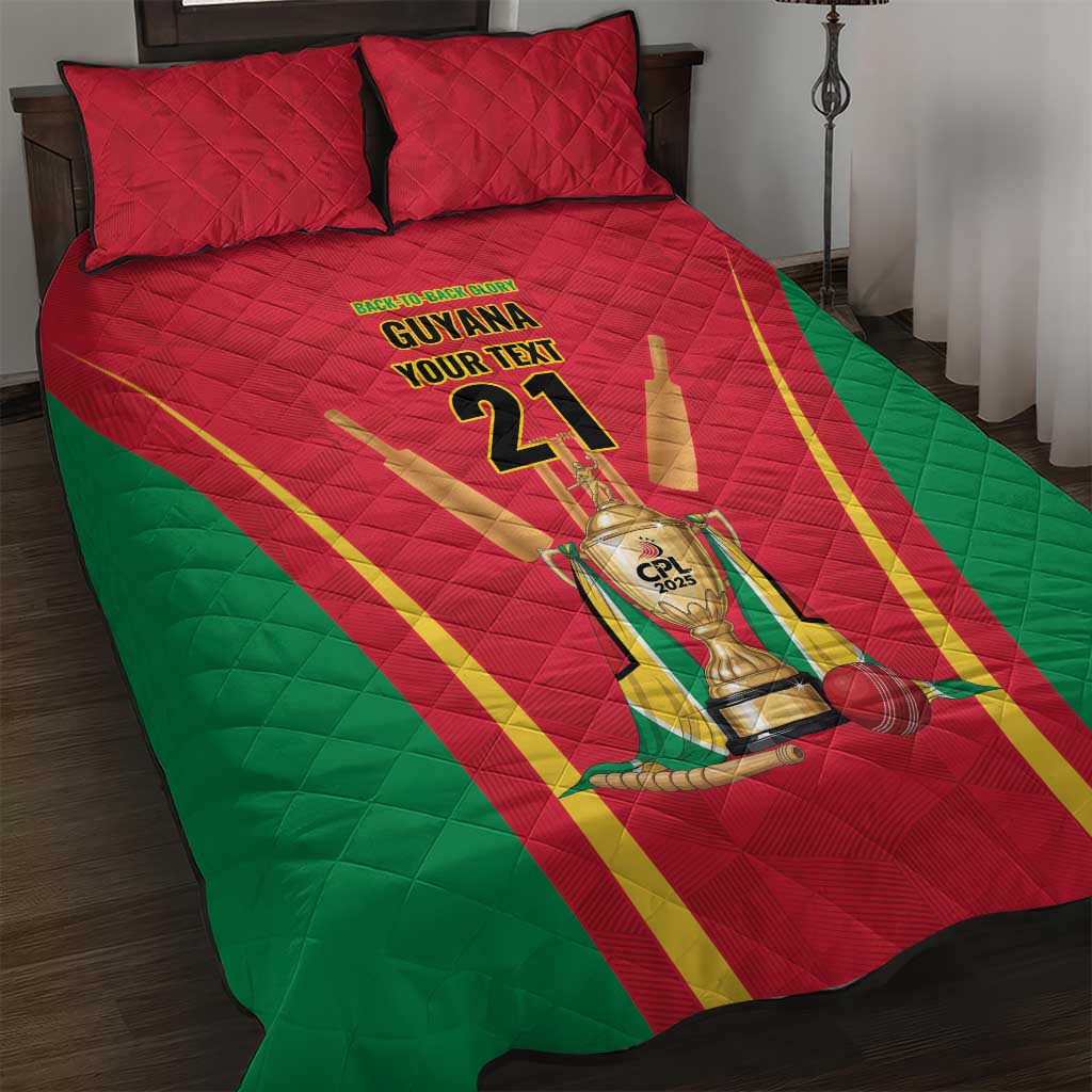 Custom Guyana Victory Run 2025 Quilt Bed Set Caribbean Cricket Supporter Amazon Warriors - Wonder Print Shop