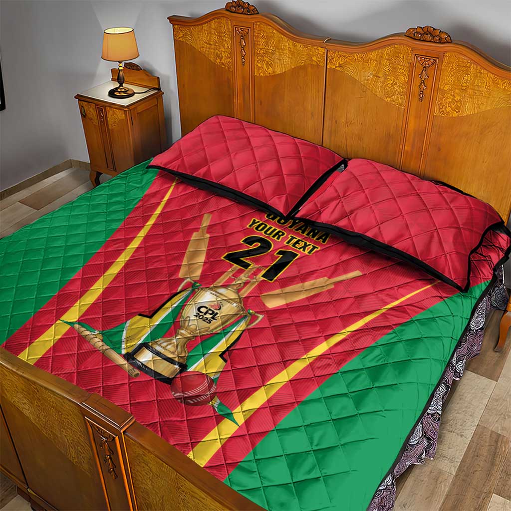 Custom Guyana Victory Run 2025 Quilt Bed Set Caribbean Cricket Supporter Amazon Warriors - Wonder Print Shop