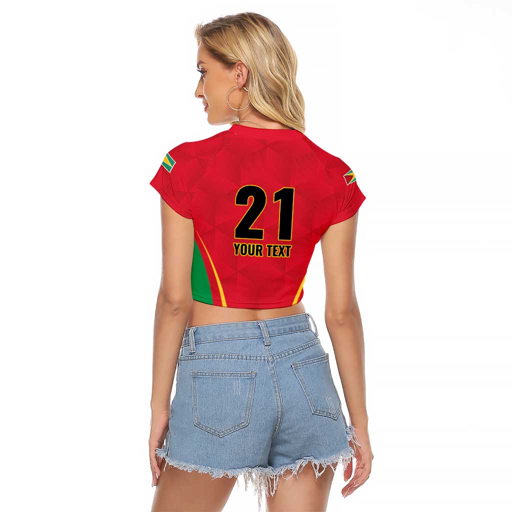 Custom Guyana Victory Run 2025 Raglan Cropped T Shirt Caribbean Cricket Supporter Amazon Warriors - Wonder Print Shop